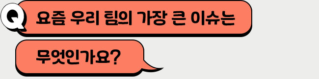 요즘 우리 팀의 가장 큰 이슈는 무엇인가요?